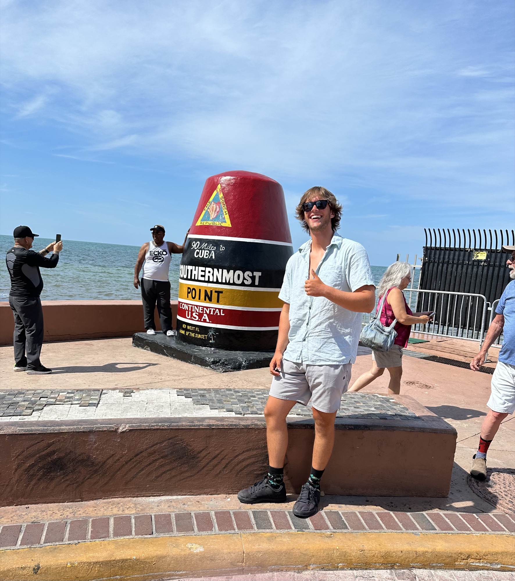 Pat at the Southernmost Point buoy in Key West