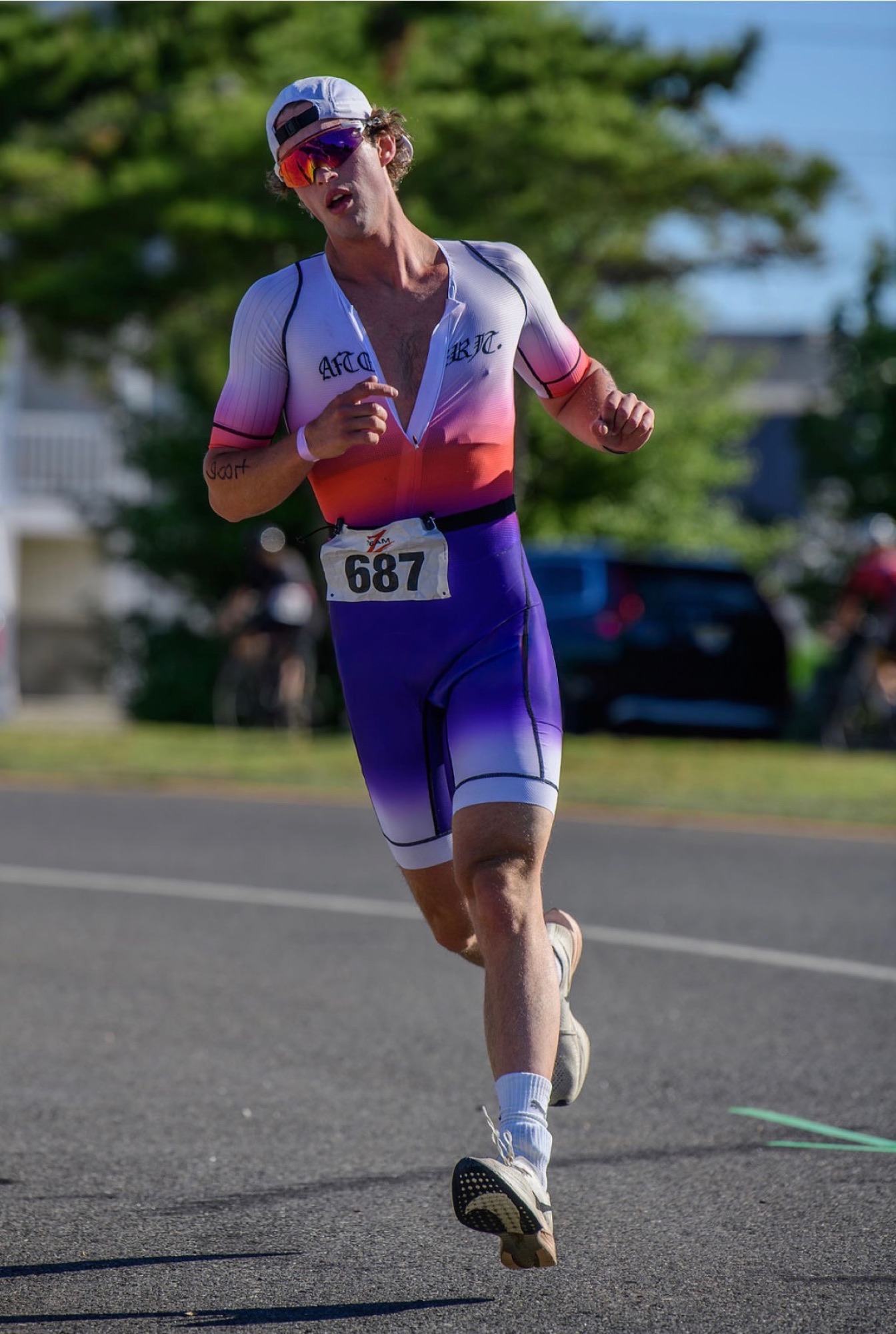 Pat on the run leg, race day
